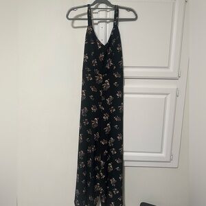 Black floral jumpsuit with tie back